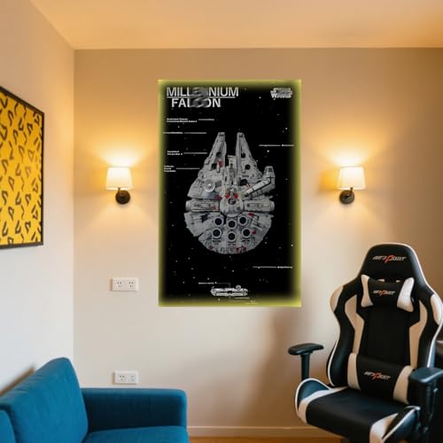 LED Display Wandboard Wandhalterung für LE-GO für 75389 75257 Millenniium Falcion mit Le-go Auto Haken Halterung Wandmontage Geschenkideen Dekoration (Kein Modell) (A+LED) von Generisch