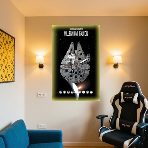 LED Display Wandboard Wandhalterung für LE-GO für 75389 75257 Millenniium Falcion mit Le-go Auto Haken Halterung Wandmontage Geschenkideen Dekoration (kein Modell) (C+LED) von Generisch