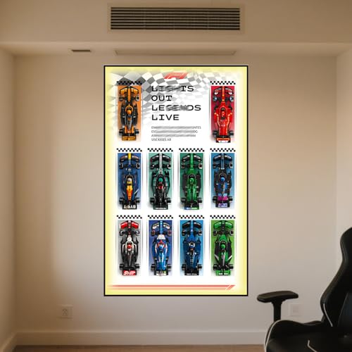 LED Display Wandboard Wandhalterung für LE-GO für Speed F-1 10-in-1 77242 77243 77244 77245 77249 77250 mit Le-go Haken Halterung Wandmontage Geschenkideen Dekoration (kein Modell) (LED-Licht + von Generisch