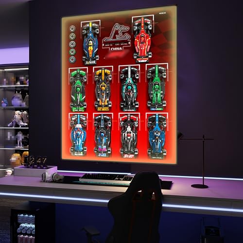 LED Licht Display Wandboard Wandhalterung für LE-GO Speed F-1 10-in-1 77242 77243 77244 77245 77249 77250 77251 Kompatibel mit Le-go Auto Haken Halterung Wandmontage Geschenkideen Dekoration (kein von Generisch