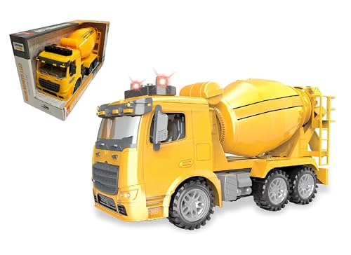 LKW Spielzeug für Kinder LKW Spielzeug mit Licht und Sound LKW Baustelle Betonmischer Bagger Bagger LKW Spielzeug LKW mit Bagger Truck Groß 1/12 Arbeit Kupplung (M) von Generisch