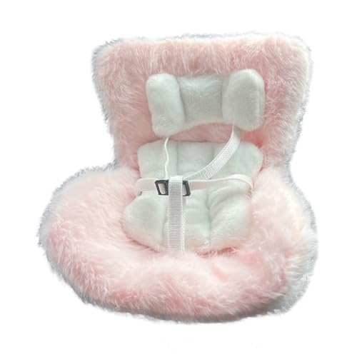 Labubu Autositz Lüftungsschlitz-Clip Desktop-Ständer weiches pelziges Kissen niedliches funktionales Auto-Ornament für Labubu-Fans und Puppensammler (Rosa) von Generisch