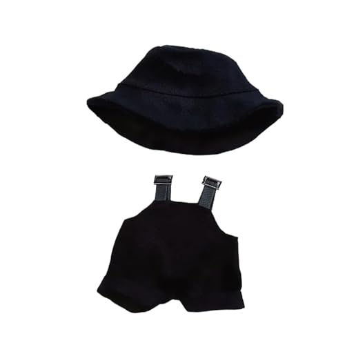 Labubu Kleidung für Puppe, handgefertigt, gehäkelt, 3-teiliges Set für 17 cm große Puppe, Kleidung für Labubu, Premium-Labubu-Outfit mit Zubehör, stilvolle Labubu-Kleidung für Puppe (Black) von Generisch