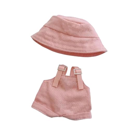 Labubu Kleidung für Puppe, handgefertigt, gehäkelt, 3-teiliges Set für 17 cm große Puppe, Kleidung für Labubu, Premium-Labubu-Outfit mit Zubehör, stilvolle Labubu-Kleidung für Puppe (Pink) von Generisch
