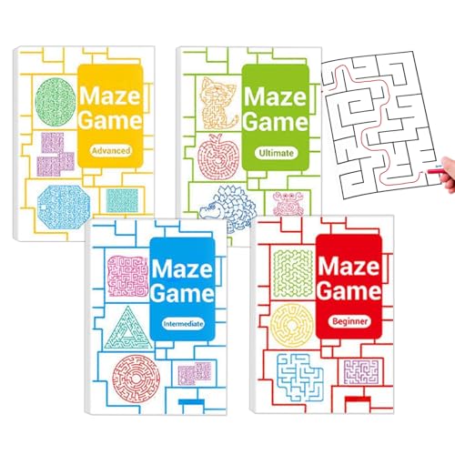 Labyrinth-Bücher-Set | Lernspiel mit Labyrinthen für Kinder, interaktives Papierspiel mit taktilen Pfaden für Kindergarten, Schule und Jugendliche von Generisch