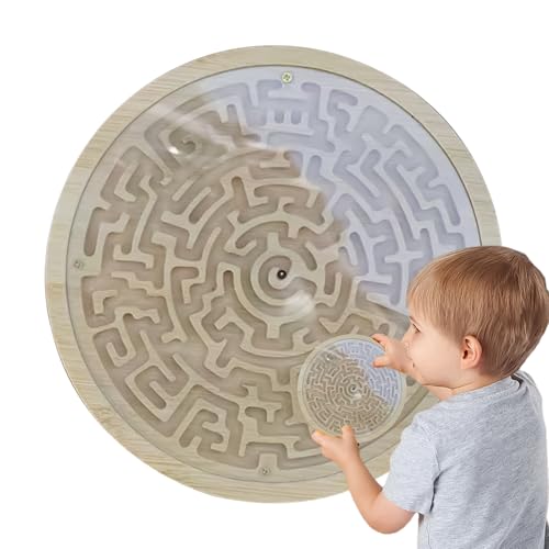 Labyrinth Spiel,Holz Labyrinth Bretter Für Kinder - Mit 2 Metall Kugeln Runde Brett Für Reisen Partys Klassenraum Familie Jugendliche Kinder Erwachsene von Generisch
