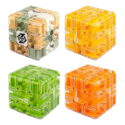Labyrinth-Würfel, 4 Teile | Rätsel-Puzzle, Labyrinth-Ball | Spielwürfel, Rätsel Für Erwachsene, Interaktive 3D-Herausforderung, Familientreffen, Geselliges Beisammensein, Feiertagsfeier von Generisch