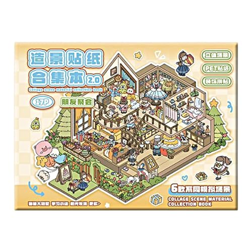 Landschafts-Aufkleber, kreativ, nicht geschnitten, Cartoon-Haus-Aufkleber, 3D-Traumlandschafts-Aufkleber, lustiges Kinderbuch für Mädchen, Zuhause, Schule, Landschafts-Aufkleber, kreativ, nicht geschnitten, Cartoon-Haus-Aufkleber, 3D-Traumlandschafts-Aufkleber, lustiges Kinderbuch für Mädchen, Zuhause, Schule, von Generisch