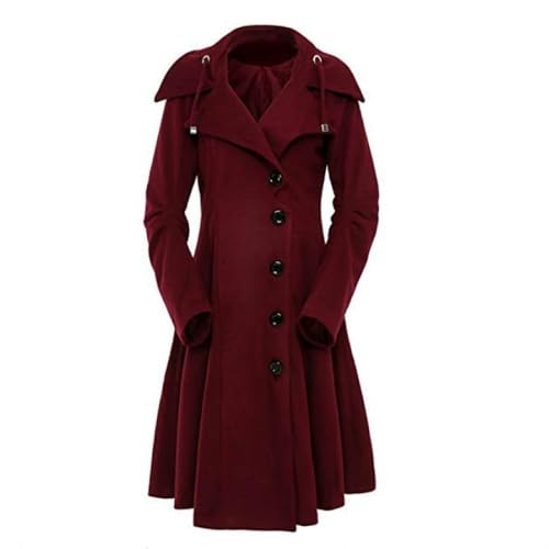 Langer Trench-Peacoat für Damen, klassischer Revers, Overcoat, Uniform, Halloween-Kostüm von Generisch