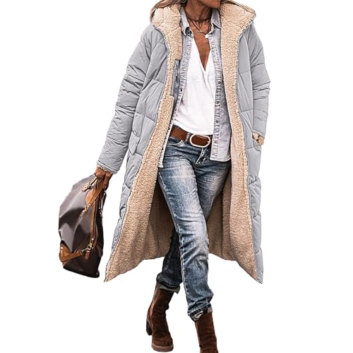 Langer Wintermantel – wendbarer Puffer mit Kapuze und Reißverschluss, leichte, isolierte Oberbekleidung, schmale, weiche Steppjacke, warme Freizeitkleidung für Reisen, Alltag, Shopping Langer Wintermantel – wendbarer Puffer mit Kapuze und Reißverschluss, leichte, isolierte Oberbekleidung, schmale, weiche Steppjacke, warme Freizeitkleidung für Reisen, Alltag, Shopping von Generisch