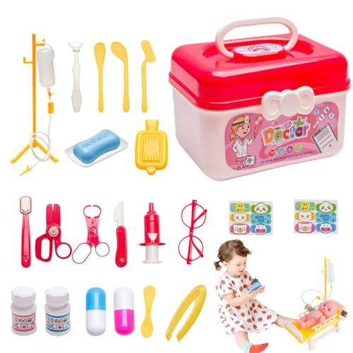 Langlebiges Arztkit für Kinder | 23 stücke Spielhaus Spielzeug Arzt Set Stethoskop Kinder Spielhaus Aufbewahrungsbox - Arzt-Rollenspiel-Kostüm, Arzt-Spielset für Kleinkinder, , Mädchen ab 3 Jahren Langlebiges Arztkit für Kinder | 23 stücke Spielhaus Spielzeug Arzt Set Stethoskop Kinder Spielhaus Aufbewahrungsbox - Arzt-Rollenspiel-Kostüm, Arzt-Spielset für Kleinkinder, , Mädchen ab 3 Jahren von Generisch