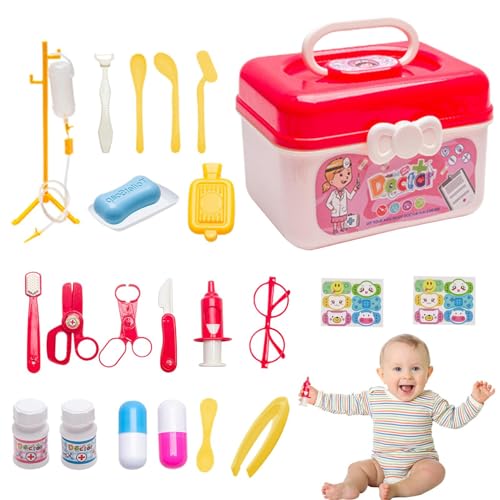 Langlebiges Arztkit für Kinder | 23 stücke Spielhaus Spielzeug Arzt Set Stethoskop Kinder Spielhaus Aufbewahrungsbox - Simulation Doctor Supplies Toy Boy Girl Box für Geschenke ab 3 Jahren Langlebiges Arztkit für Kinder | 23 stücke Spielhaus Spielzeug Arzt Set Stethoskop Kinder Spielhaus Aufbewahrungsbox - Simulation Doctor Supplies Toy Boy Girl Box für Geschenke ab 3 Jahren von Generisch