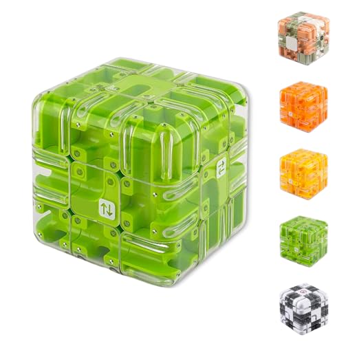 Large 3D Labyrinth Cube Puzzle, 3D Magic Cube Maze Ball Puzzle, Engaging Brain Teaser Toy, Educational Focus Game Gift for Adults Teens (Green) von Generisch