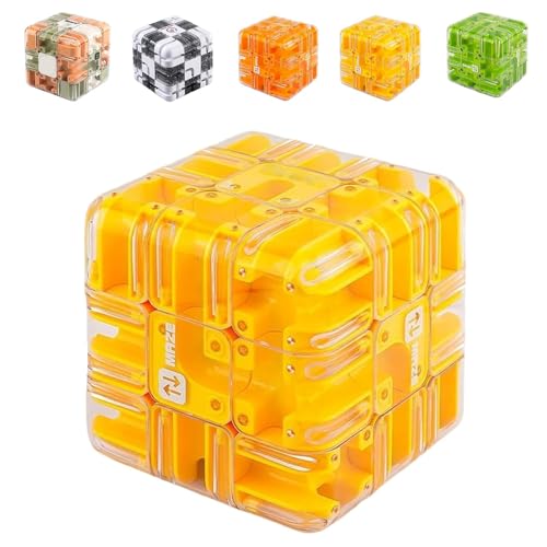 Large 3D Labyrinth Cube Puzzle, 3D Magic Cube Maze Ball Puzzle, Spatial Awareness Brain Training Toy, Stress Relief Educational Toys for Teenagers and Adults (Style-E) von Generisch