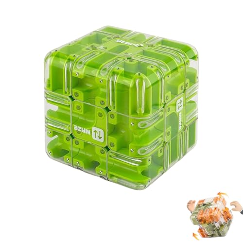 Large 3D Labyrinth Cube Puzzlelarge - Engaging Brain Teaser Toy, 3D Magic Cube Maze Ball Puzzle, Educational Focus Game Gift for Adults Teens (Green) von Generisch