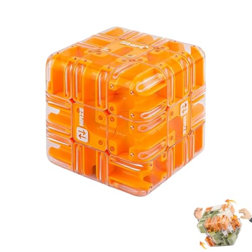 Large 3D Labyrinth Cube Puzzlelarge - Engaging Brain Teaser Toy, 3D Magic Cube Maze Ball Puzzle, Educational Focus Game Gift for Adults Teens (Orange) von Generisch
