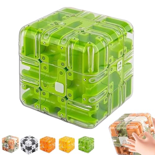 Large Labyrinth 3-D Puzzle Maze Cube - Engaging Brain Teaser Toy, High - Difficulty Puzzle, Game Gravity Three-Dimensional Magic Cube Brain Teaser Ball Relief Items (Green) von Generisch