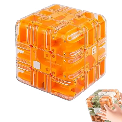 Large Labyrinth 3-D Puzzle Maze Cube - Engaging Brain Teaser Toy, High - Difficulty Puzzle, Game Gravity Three-Dimensional Magic Cube Brain Teaser Ball Relief Items (Orange) von Generisch