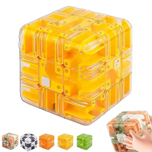 Large Labyrinth 3-D Puzzle Maze Cube - Engaging Brain Teaser Toy, High - Difficulty Puzzle, Game Gravity Three-Dimensional Magic Cube Brain Teaser Ball Relief Items (Yellow) von Generisch