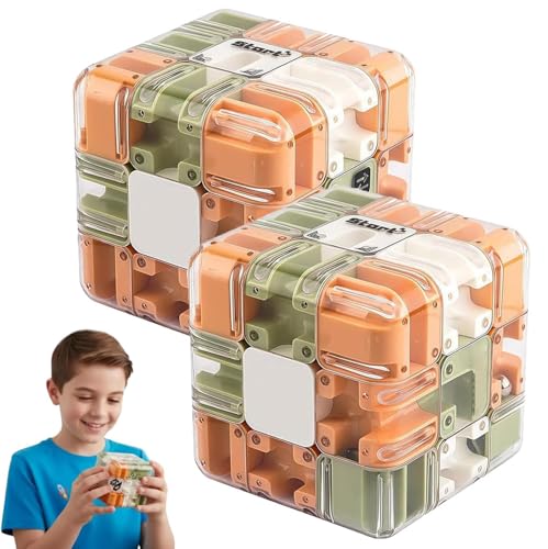 Large Labyrinth 3D Maze Cube, 3D Magic Cube Maze Ball Puzzle, Brain Training Puzzle, Spatial Awareness Brain Training Toy for Stress Relief & Logic Development (2PCS) von Generisch