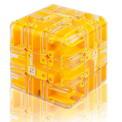Large Labyrinth 3D Maze Cube, Logical Challenge 3x3 Maze Puzzle Cube, Engaging Brain Teaser, Spatial Awareness Brain Training Toy (Yellow) von Generisch