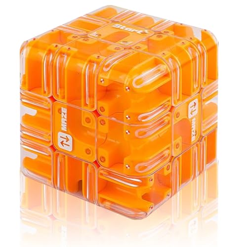 Large Labyrinth 3D Maze Cube, Logical Challenge 3x3 Maze Puzzle Cube, Engaging Brain Teaser, Spatial Awareness Brain Training Toy (orange) von Generisch