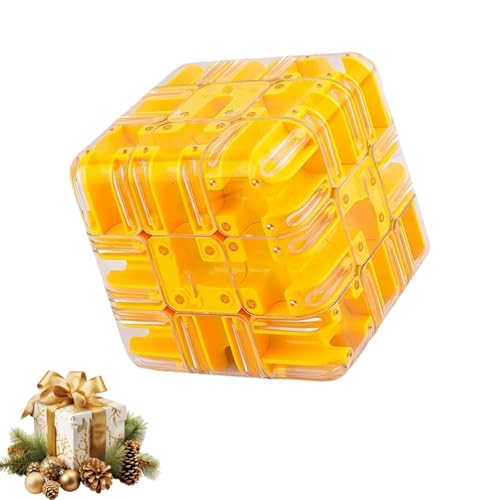 Large Labyrinth 3D Maze Cube,3D Magic Cube Maze Ball,Spatial Awareness Brain Training Toy,Cultivate Logical Thinkingm, Educational Focus Game Gift for Adults Teens (Yellow) von Generisch