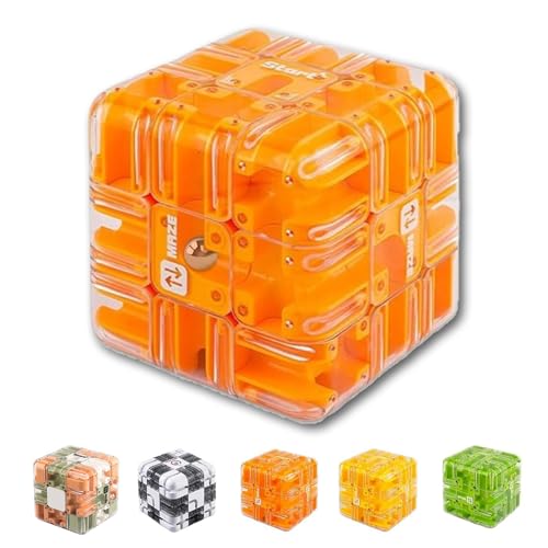 Large Labyrinth 3D Maze Cube,3D Maze Puzzle Cube,Engaging Brain Teaser Toy,Spatial Awareness Brain Training Toy, Sharpen Hand-Eye Coordination and Concentration for Kids and Adults (Orange) von Generisch