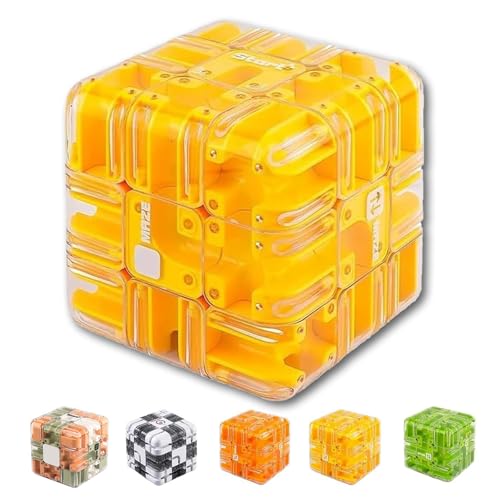 Large Labyrinth 3D Maze Cube,3D Maze Puzzle Cube,Engaging Brain Teaser Toy,Spatial Awareness Brain Training Toy, Sharpen Hand-Eye Coordination and Concentration for Kids and Adults (Yellow) von Generisch