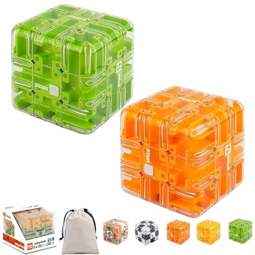 Large Labyrinth 3D Puzzles Maze Cube, 2-in-1 Kugellabyrinth Zauberwürfel Spielzeug zum Stressabbau, Gehirntraining, Lernspiel-Geschenk für Erwachsene und Jugendliche (2PCS-B) von Generisch