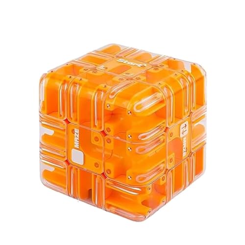 Large Labyrinth 3D Puzzles Maze Cube, 2-in-1 Kugellabyrinth Zauberwürfel Spielzeug zum Stressabbau, Gehirntraining, Lernspiel-Geschenk für Erwachsene und Jugendliche (Orange) von Generisch
