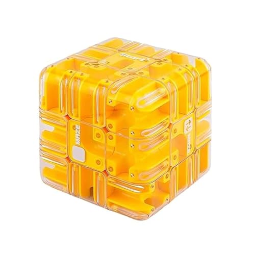 Large Labyrinth 3D Puzzles Maze Cube, 2-in-1 Kugellabyrinth Zauberwürfel Spielzeug zum Stressabbau, Gehirntraining, Lernspiel-Geschenk für Erwachsene und Jugendliche (Yellow) von Generisch
