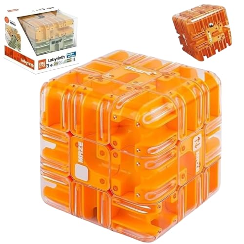 Large Labyrinth 3D Puzzles Maze Cube, Engaging Brain Teaser Toy, Spatial Awareness Brain Training Toy for Stocking Stuffer Gift (Orange, 3.34 * 3.34 * 3.34in/8.5 * 8.5 * 8.5cm) von Generisch