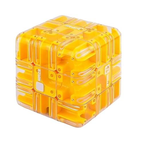 Large Labyrinth 3D Puzzles Maze Cube, Puzzles Maze Cube, Engaging Brain Teaser Toy, Spatial Awareness Brain Training Toy, Educational Focus Game Gift for Adults Teens (Yellow) von Generisch