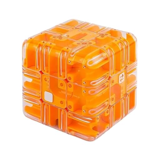 Large Labyrinth 3D Puzzles Maze Cube - Engaging Brain Teaser Toy, 3D Magic Cube Maze Ball Puzzle, Improve Spatial Recognition and Cultivate Logical Thinking (Orange) von Generisch