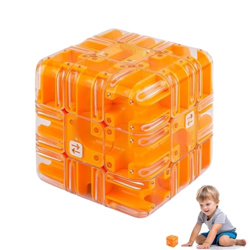 Large Labyrinth 3D Puzzles Maze Cube - Engaging Brain Teaser Toy,3D Maze Magic Cube & Ball,Brain Training Puzzle,Improve Spatial Recognition and Cultivate Logical Thinking (Orange) von Generisch