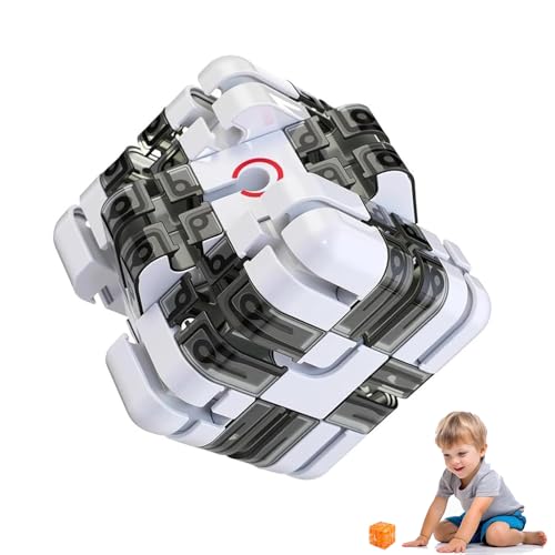 Large Labyrinth 3D Puzzles Maze Cube - Engaging Brain Teaser Toy,3D Maze Magic Cube & Ball,Brain Training Puzzle,Improve Spatial Recognition and Cultivate Logical Thinking (White Gray) von Generisch