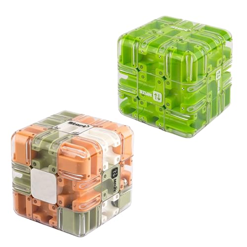 Large Labyrinth Maze Cube - 2-in-1 Twist Cube & Ball Maze Toy, Engaging Brain Teaser Toy for Brain Training, Family Competitive Play, Stress Balls for Adults (2pcs-A) von Generisch