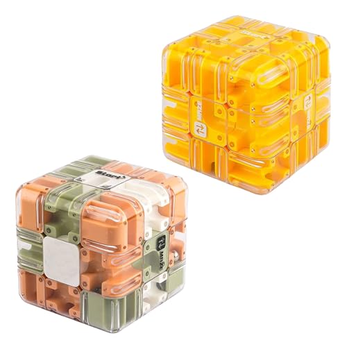 Large Labyrinth Maze Cube - 2-in-1 Twist Cube & Ball Maze Toy, Engaging Brain Teaser Toy for Brain Training, Family Competitive Play, Stress Balls for Adults (2pcs-B) von Generisch