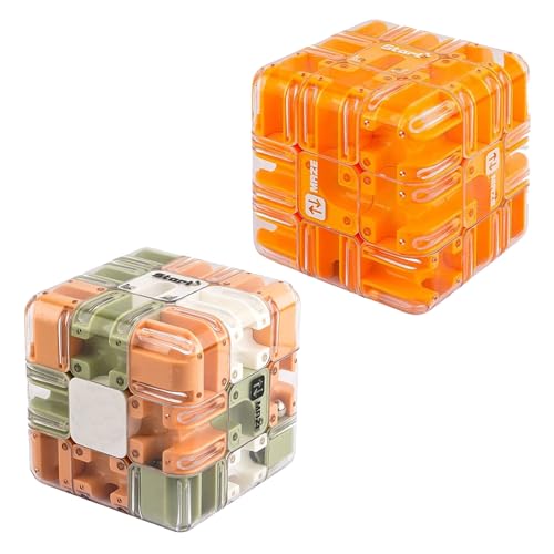 Large Labyrinth Maze Cube - 2-in-1 Twist Cube & Ball Maze Toy, Engaging Brain Teaser Toy for Brain Training, Family Competitive Play, Stress Balls for Adults (2pcs-C) von Generisch