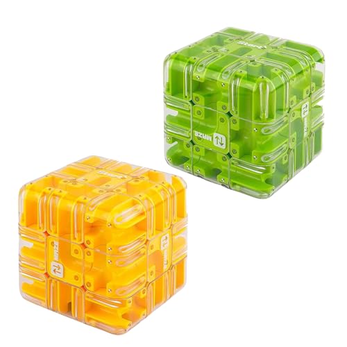 Large Labyrinth Maze Cube - 2-in-1 Twist Cube & Ball Maze Toy, Engaging Brain Teaser Toy for Brain Training, Family Competitive Play, Stress Balls for Adults (2pcs-F) von Generisch