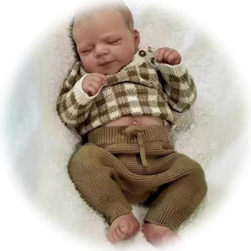 Lebensecht Reborn Babypuppe 19 Zoll 49 cm Wiedergeborene Babypuppen AVA-Tar Bebe Schlafender Junge Weicher Vinyl Silikonkörper Neugeborene Baby Puppe Spielzeug Geschenk Für Kinder ab 3 Jahren von Generisch