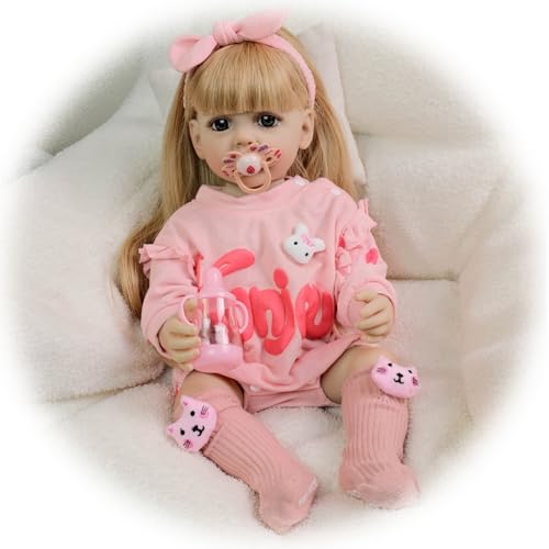 Lebensecht Reborn Puppen 22 Zoll 55 cm Mädchen Realistische Wiedergeborene Babypuppe Weicher Vinyl Silikon körper Blonde Haare Kleinkind Baby Puppe Spielzeug für Kinder von 3+ & Sammlung Lebensecht Reborn Puppen 22 Zoll 55 cm Mädchen Realistische Wiedergeborene Babypuppe Weicher Vinyl Silikon körper Blonde Haare Kleinkind Baby Puppe Spielzeug für Kinder von 3+ & Sammlung von Generisch