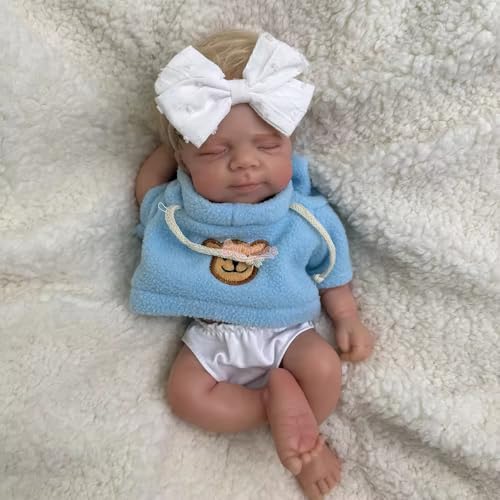 Lebensechte 30 cm große Mini-Reborn-Babypuppe aus Silikon handgefertigt realistisches schlafendes Mädchen mit eingepflanztem Haar, für Kinder und Kleinkinder ab 3 Jahren Lebensechte 30 cm große Mini-Reborn-Babypuppe aus Silikon handgefertigt realistisches schlafendes Mädchen mit eingepflanztem Haar, für Kinder und Kleinkinder ab 3 Jahren von Generisch