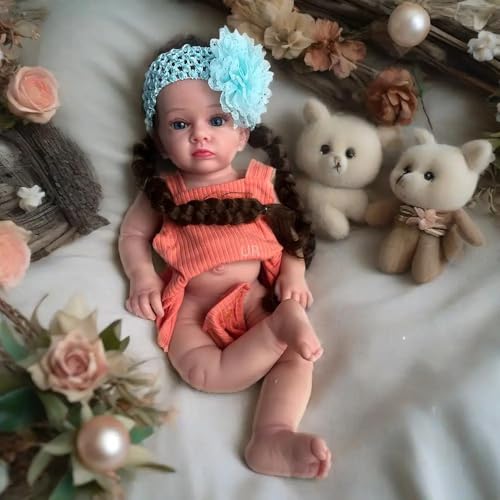 Lebensechte Silikon-Babypuppe, 50 cm, realistisch, handgefertigt, verwurzeltes Haar, anatomisch korrekt, Geschenk für ältere Menschen und Kinder (bemalt) von Generisch
