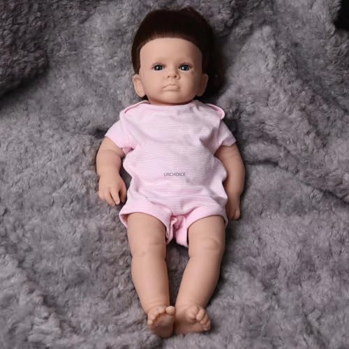 Lebensechte Silikon-Babypuppe, 50 cm, realistisch, handgefertigt, verwurzeltes Haar, anatomisch korrekt, Geschenk für ältere Menschen und Kinder (unlackiert) von Generisch