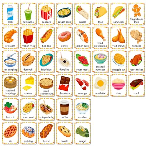 Lebensmittel-Lernkarte – 48 x interaktive Lernkarten – interaktive kognitive Lebensmittelbilder, frühes Lernspiel für , Mädchen, Kinder Lebensmittel-Lernkarte – 48 x interaktive Lernkarten – interaktive kognitive Lebensmittelbilder, frühes Lernspiel für , Mädchen, Kinder von Generisch