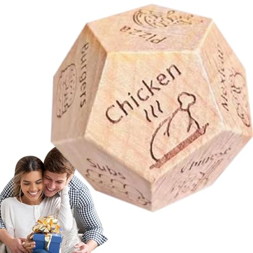 Lebensmittelwürfel aus Holz – Lebensmittel-Dattelwürfel, 12-seitige Lebensmittel-Würfel, Lebensmittelentscheidungswürfel, tragbare Date-Nacht-Würfel, Entscheidungswürfel für Date, Nacht, Freund Lebensmittelwürfel aus Holz – Lebensmittel-Dattelwürfel, 12-seitige Lebensmittel-Würfel, Lebensmittelentscheidungswürfel, tragbare Date-Nacht-Würfel, Entscheidungswürfel für Date, Nacht, Freund von Generisch
