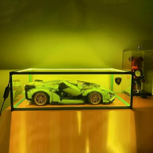 Legierter Rahmen, verstellbare Beleuchtung, Montage-Display-Schrank. für Lego Technic Rennwagen zum Sammeln, Vitrine kompatibel mit Lego 42096 42115 42143 42172(Ohne Modell) (42115-Atmosphärenlicht) von Generisch