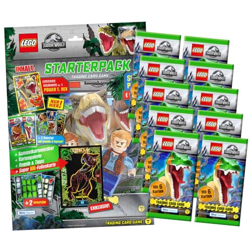 Lego Jurassic World 3 Karten - Sammelkarten Trading Cards (2023) - 1 Starter + 10 Booster Sammelkarten von Generisch